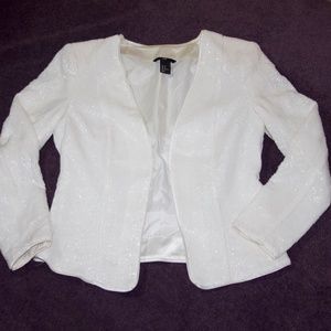 H&M White Sequin Structured Blazer